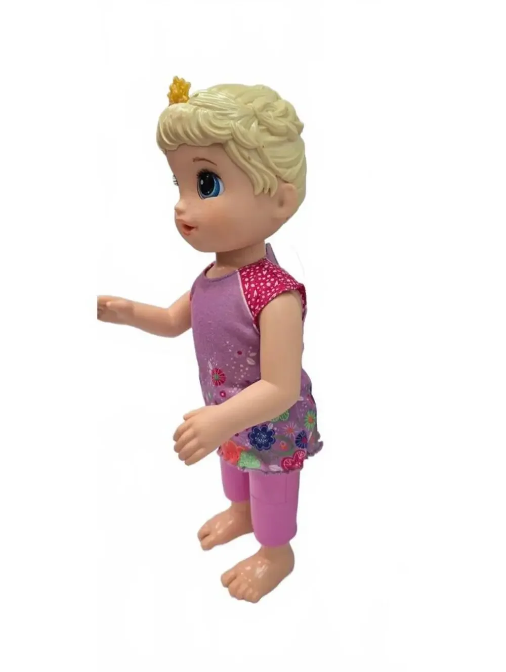 Baby Alive Blonde Hair Doll in Purple Floral Outfit with Crown